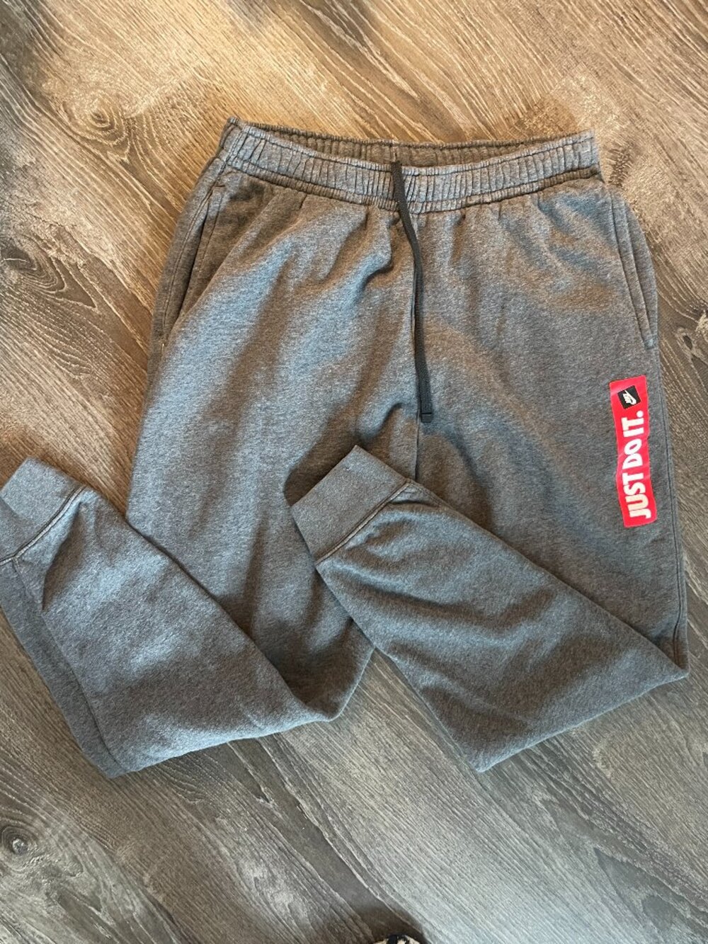 Nike Joggers Gray Just Do It Sweatpants Size M Athletic Fleece Pants - Picture 5 of 5